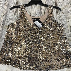 NWT Sweet Rain GOLD Sequined glitter tank